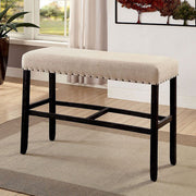 Rustic Style Bar Bench, Antique Black And Ivory