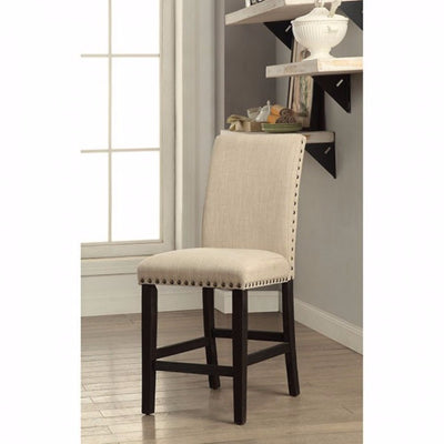 Contemporary Counter Height Chair, Ivory, Set Of 2