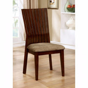 Side Chair With Fabric Cushion, Walnut Finish, Set Of 2
