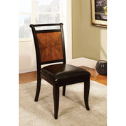 Transitional Side Chair, Black & Antique Oak Finish, Set Of 2