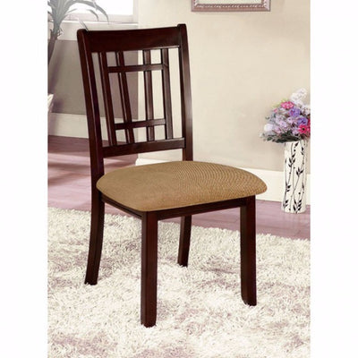 Transitional Side Chair, Dark Brown Finish, Set Of 2