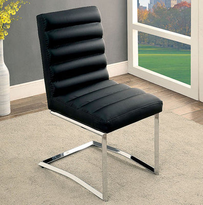 Contemporary Side Chair, Black, Set Of 2