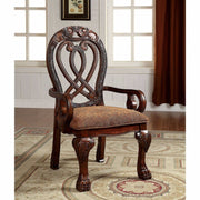 Traditional Arm Chair, Cherry Finish, Set Of 2