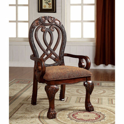 Traditional Arm Chair, Cherry Finish, Set Of 2