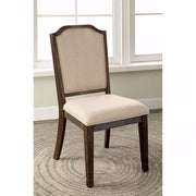 Transitional Side Chair, Wire Brushed Brown, Set Of 2