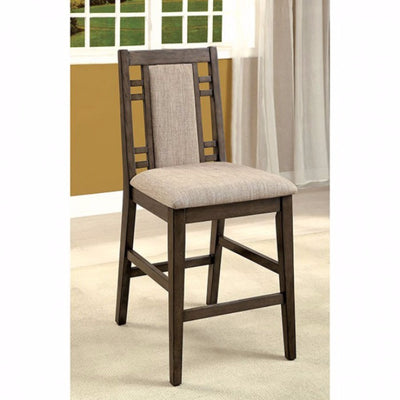 Transitional Counter Height Chair With Fabric, Gray , Set Of 2