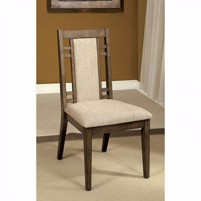 Transitional Side Chair With Fabric, Gray Finish, Set Of 2