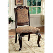Traditional Fabric Side Chair, Brown Cherry, Set Of Two