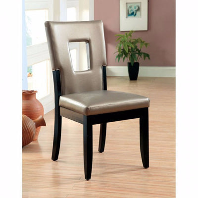 Contemporary Side Chair, Black Finish, Set Of 2