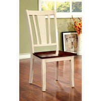 Dover Side Chair With Wooden Seat, Cherry & White Finsih, Set Of 2