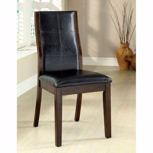 Transitional Side Chair, Dark Oak Finish, Set Of 2