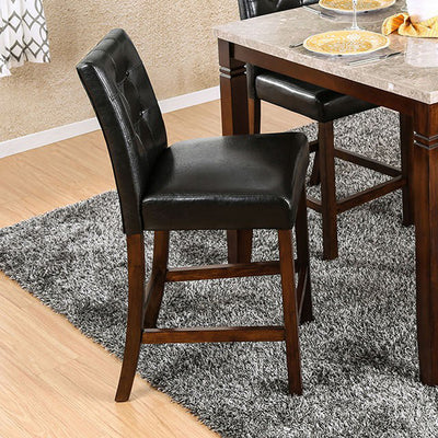 Counter Heigh Chair, Brown Cherry & Black, Set Of 2