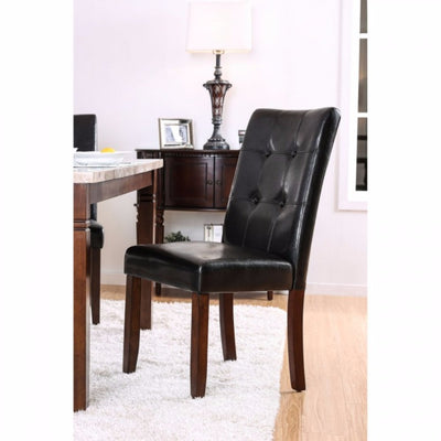 Transitional Side Chair, Brown Cherry & Black, Set Of 2