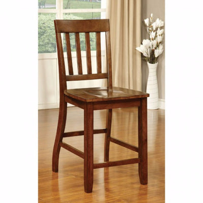 Transitional Counter Height Chair, Dark Oak Finish, Set Of 2