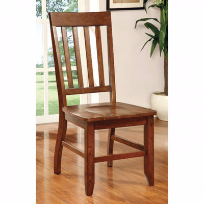 Transitional Side Chair, Dark Oak Finish, Set Of 2