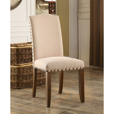 Transitional Side Chair, Rustic Walnut Finish, Set Of 2