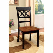 Side Chair With Wooden Seat, Black & Oak , Set Of 2