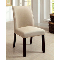 Contemporary Side Chair, Ivory & Espresso, Set Of 2