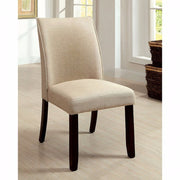 Contemporary Side Chair, Ivory & Espresso, Set Of 2