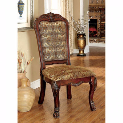 Traditional Side Chair, Cherry Finish, Set Of Two