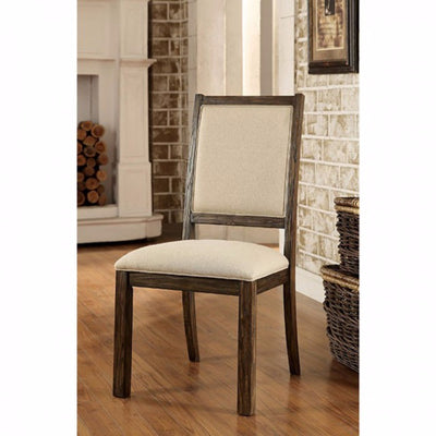 Industrial Side Chair, Rustic Oak Finish, Set Of 2