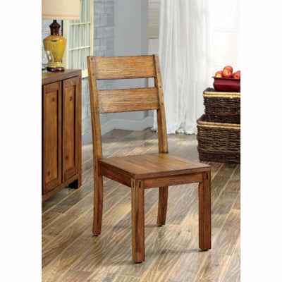 Rustic Side Chair, Natural Teak Finish, Set Of 2