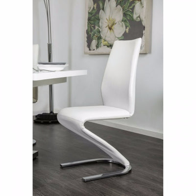 Contemporary Z-Shaped Side Chair, White, Set Of 2