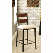 Industrial Counter Height Chair Ivory Flax Fabric, Set Of 2