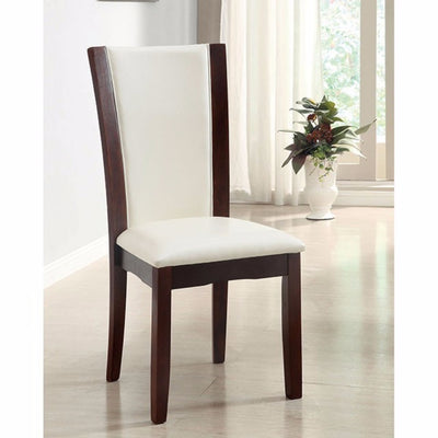 Contemporary Side Chair, White Finish, Set Of 2