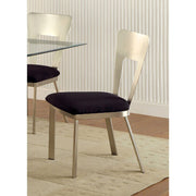 Contemporary Side Chair With Black Micro Fabric Seat, Set Of 2
