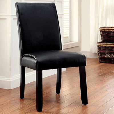 Contemporary Side Chair With Black Finish, Set Of 2