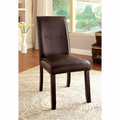 Contemporary Side Chair, Dark Walnut Finish, Set Of 2
