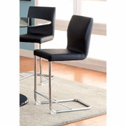 Contemporary Counter Height Chair With Black Pu, Set Of 2