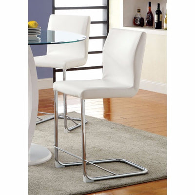 Contemporary Counter Height Chair Withwhite Pu, Set Of 2
