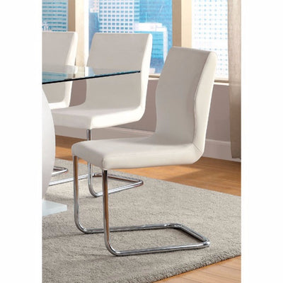 Contemporary Side Chair Withwhite Pu, Set Of 2