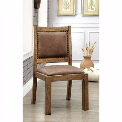 Cottage Side Chair With Fabric, Rustic Pine, Set Of Two