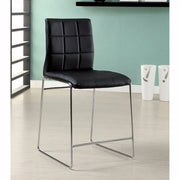 Contemporary Counter Height Chair, Black Finish, Set Of Two