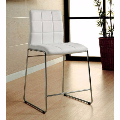 Contemporary Counter Height Chair, White Finish, Set Of 2