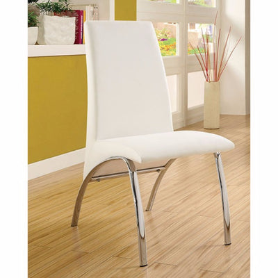 Contemporary Side Chair-Steel Tube, White Finish, Set Of 2
