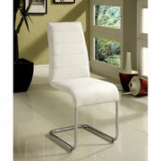 Contemporary Side Chair With Steel Tube,White Finish, Set Of Two