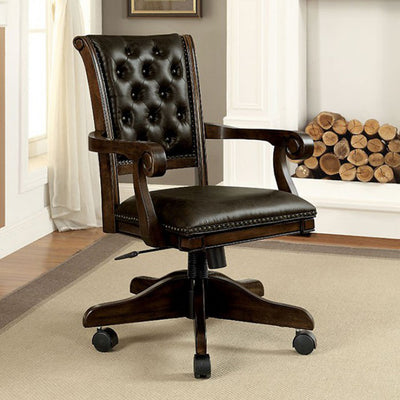 Contemporary Arm Chair, Brown Finish