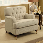 Traditional Chair In Beige Fabric