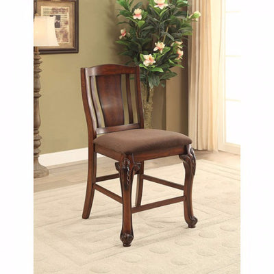 Traditional Counter Height Chair, Brown Cherry, Set Of 2