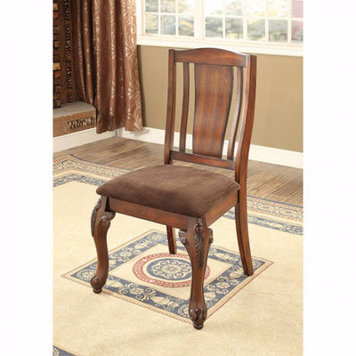Traditional Side Chair, Brown Cherry, Set Of 2