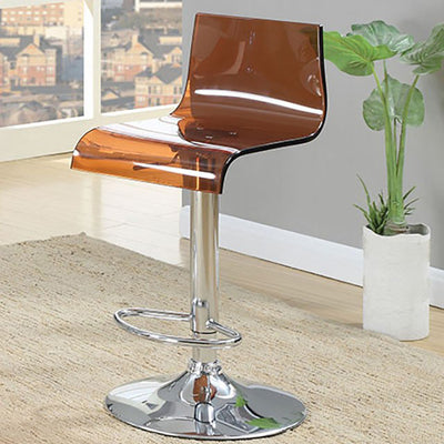 Contemporary Bar Chair In Brown Color Acrylic Seat, Set Of 2
