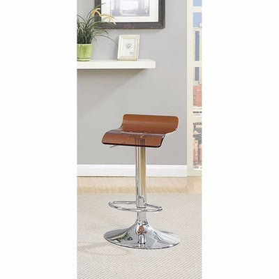 Contemporary Bar Chair Brown Color With Acrylic Seat, Set Of 2