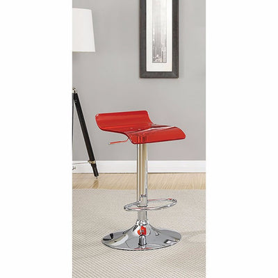 Contemporary Bar Chair In Red Color With Acrylic Seat, Set Of 2