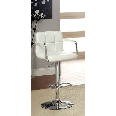 Contemporary Bar Stool With Arm, White