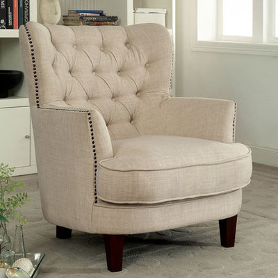 Contemporary Accent Chair, Ivory Finish