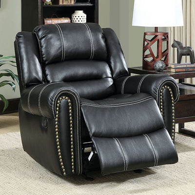 Transitional Glider Recliner Single Chair, Black Finish
